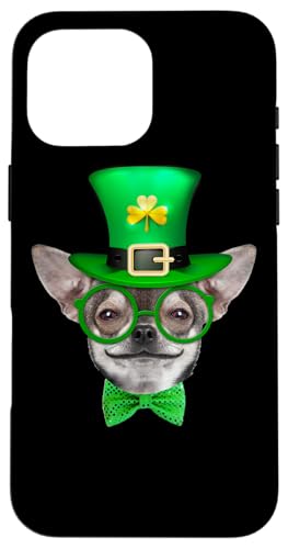 Carcasa para iPhone 16 Pro Max Chihuahua Dog Leprechaun St Patricks Day Funny Dog Lover