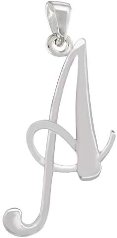 CloseoutWarehouse Sterling Silver Letter A Classic Script Initial Pendant (Letters A-Z Available)