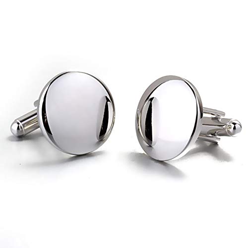 Daesar Mancuernillas redondas para hombre de plata miniatura 2