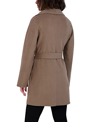 Image of TAHARI Women's Double-faced Luxury Soft Wool Blend Peacoat- Wrap Wool Coat With Removable Belt