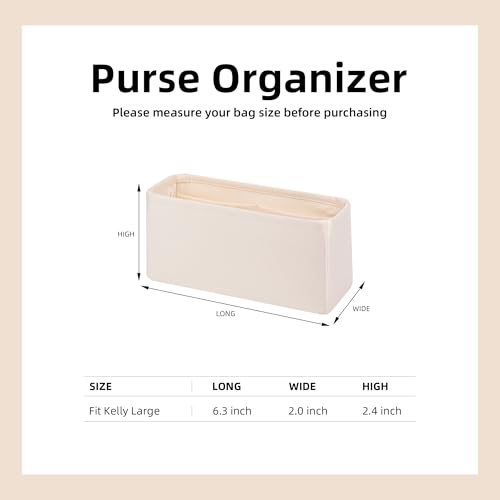 Image of DGAZ Silk Purse Organizer Insert For Chanel Kelly bags,Silky Smooth Bag Organizer,Luxury Handbag & Tote Shaper(Craie,Large)