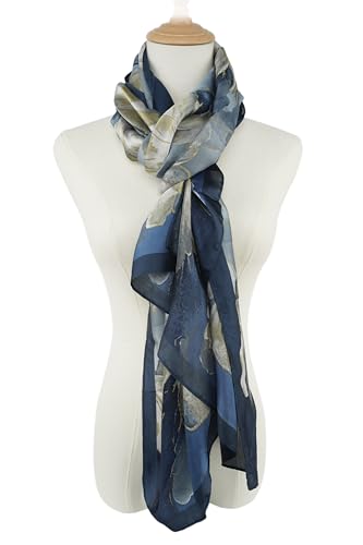 YOUR SMILE Large Mulberry Silk Feeling Long Stain Scarf Lightweight Sunscreen Shawls Wraps for Women