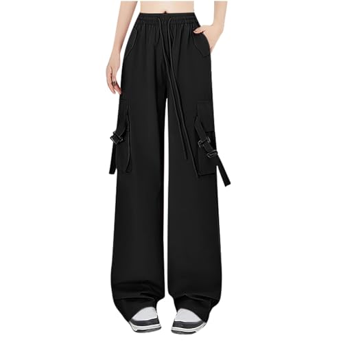 Women Cargo Pants Baggy Y2K Multi Pockets High Waisted Loose Light Wide Leg Pants Outdoors Vintage Grunge Clothes