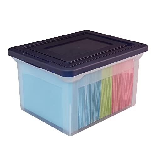 Office Depot Stackable File Tote Box, Letter/Legal Size, 10 13/16In.h X 14 1/8In.w X 18In.d, Blue/Clear, 170007 #TOP2