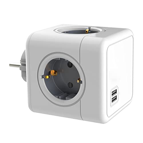 Steckdosenwürfel, Steckdosenwürfel 3m Kabel, Steckdosenwürfel mit USB, Steckdosenwürfel Mehrfachsteckdose Cube 4-Fach mit Schalter Überlastschutz für Zuhause BÜRO oder auf Reisen Cover
