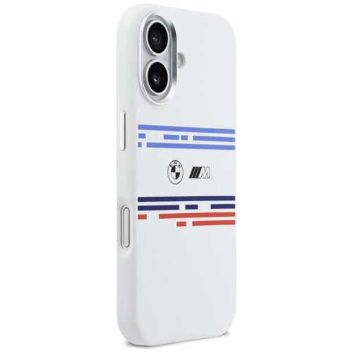 BMW Coque iPhone 17 M Bande Horizontale en Silicone Blanc - 4