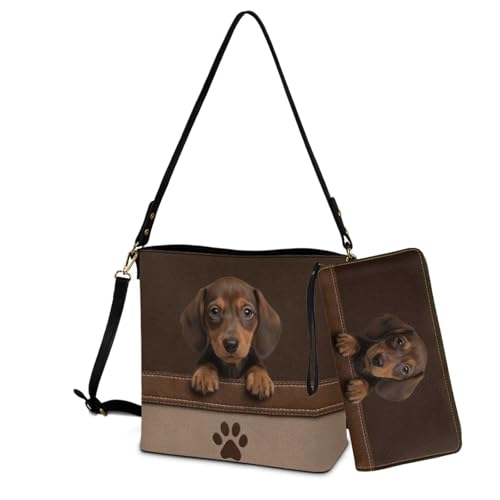 Image of Bucket Crossbody Bag Set for Women Lady, Leather Purse and Wallet Set Large Bucket Bag with Wallet