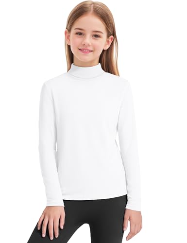 Auranso Girls Long Sleeve Shirts Kids Turtleneck Solid Color Turtle Neck Basic Warm T-Shirt