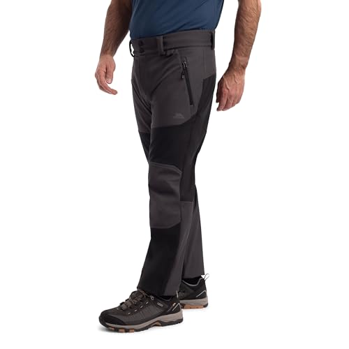 Image of Trespass Mens Waterproof Trousers Softshell Zip Pockets Articulated Knees Marco Black