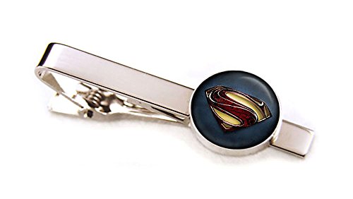SharedImagination Superman Tie Clip, Man of Steel Cufflinks Tack, Justice League Jewelry, Superhero Wedding Party Jewelry, Groomsmen Gift