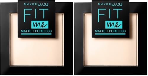 MAYBELLINE Polvos Matificantes Fit Me, Color 105 Natural Ivory, 9 g (Paquete de 2)