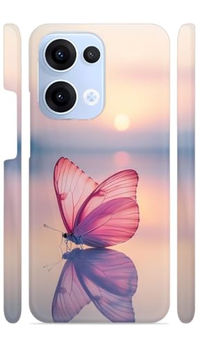 Image of Sunset Butterfly Pink Designer Printed Hard Back Cover for Oppo Reno 13 5G Attractive and Uniquely Crafted Smartphone Case