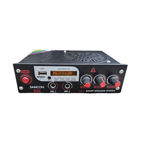 Image of BNT Samcon Stereo Amplifier with Bluetooth, Dual Mic Input, USB, SD Card, FM Radio, Remote Control, in-bullt Speaker, 20W+20W