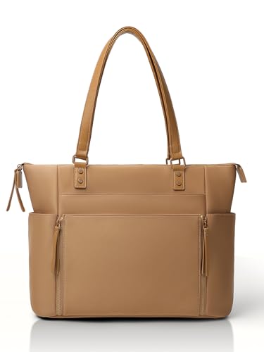 Image of MOMINSIDE Neoprene Diaper Bag Tote, Diaper Bag Backpack pañaleras para bebe,14 Pockets Large Capacity Diaper Bags, Convertible Diaper Tote, Brown