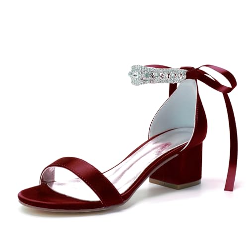 Miyoopark dam bekväma formella festskor låg klack bröllopsskor M656, Burgund, 39.5 EU