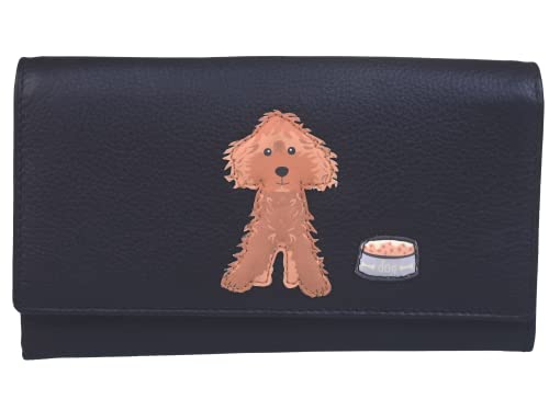 Sac à main en cuir souple d'excellence noir style contemporain cockapoo