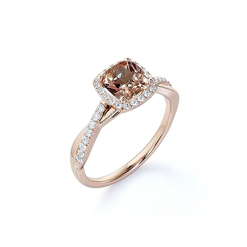 10K 14K 18K Gold Created Morganite Engagement Ring with Natural White Diamonds for Women Jewelry Gift for Her2