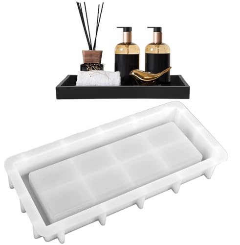 CHENGCKJ Moule en silicone rectangulaire grand avec bord - Moule en silicone pour bricolage, bijoux, porte-savon, plateau à fruits, bougies, plâtre, résine,...