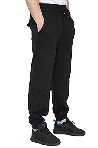 Mens Fleece Jogging Bottoms S-6XL (2XL, Black) - 2
