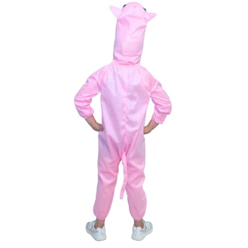Image of Kaku Fancy Dresses Cartoon Character Pig Fancy Dress Costume for Kids | Animal Jumpsuit with Hood |Pink Theme Outfit for School Functions, Birthday Parties & Stage Performances -3 To 4 Y