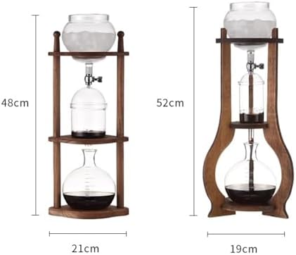 Cold Brew Drip Tower with Adjustable Water Flow,Premium Cold Brew Drip Tower - 800ml Coffee Maker with Adjustable Dripper & Wooden Bracket, Detachable Glass System for Coffee Lovers - Perfec