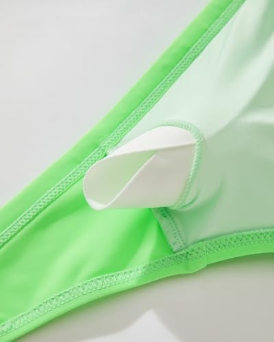 SUUKSESS Women High Waisted String Bikini Sets Sexy Two Piece Cheeky Cutout Swimsuits High Cut Bandeau Bathing Suit(Neon Green,Small) — view 6