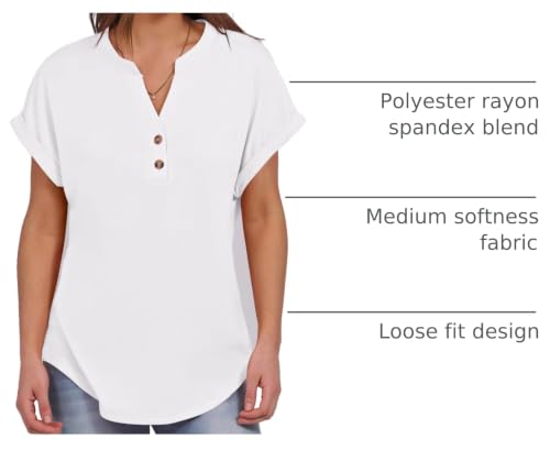 Image of ANRABESS Womens Short Sleeve Henley Tops V Neck Dressy Casual Blouses Summer Trendy Tee Shirts 2026 Vacation Fashion Clothes
