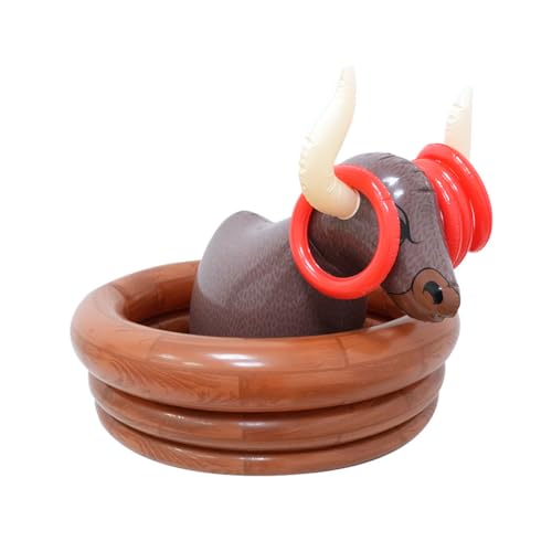 Consejos para Comprar Inflables el pay los mejores 10. 47 Inflatable Cooler, Floating Bull Drink Cooler with 4 Ring Toss Game, Thick Tear PVC Pool Ice Holder Basket, Pool Party Bull Cooler Beverage Serving Container for Outdoor Beach...