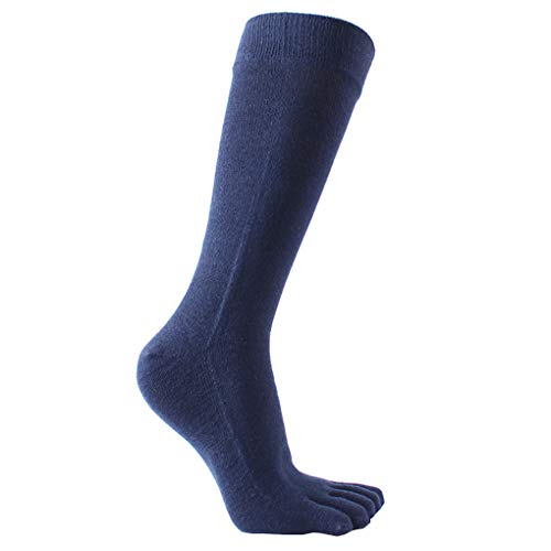 Mens Knee High Toe Socks Cotton Five Finger Socks Sports Running Long Tube Calf Socks, 4 Pairs2