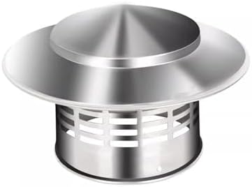 304 Stainless Steel Chimney Cowl Ducting Ventilation Cap Rain Hat Hood Outdoor Air Vent Cowl Cap Range Hood Exhaust Pipe Chimney Rain Cap(25cm/9.75in)