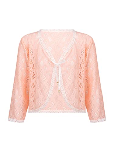 Aislor Little Girls Casual Ruffle Long Sleeve Lace Hollow Floral Cardigan Bolero Shrug Kids Shrug Dress Cover Up Jacket