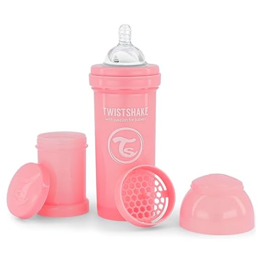 Twistshake Biberón Anti-cólicos con Tetina Similar al Pecho, Flujo Medio de Silicona para Bebés, Botella de Alimentación para Beber Leche, 260 ml, Sin BPA, 2+ Meses, Rosa Pastel