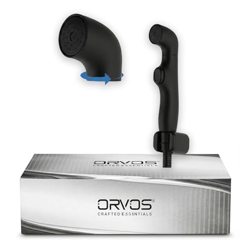 Image of Orvos Premium Health Faucet, Swivel, ABS Outer Body with Brass Pin Inside, Black Color, Gun Only, 360 Degree Rotatable Top, Jet Spray for High End Luxury Toilets