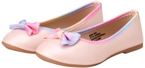 Kensie Girl Shoes - Classic Leatherette Ballet Flats With Glitter Bow (Toddler/Girl), Size 8 Toddler, Pink Multi Glitter #TOP1