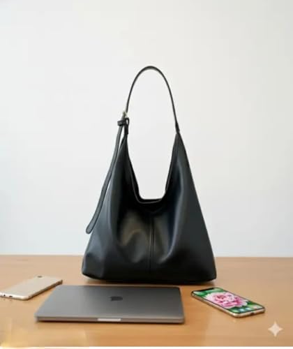 Image of SENTINEL Women Black Hobo Shoulder Bag, Synthetic Leather Stylish Black HOBO Shoulder Bag for Women - Perfect for College & Office Use