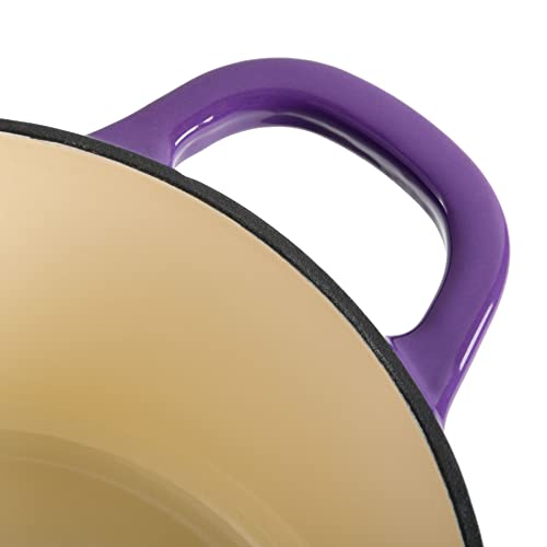 Image of Crock-Pot Artisan 5-Quart Round Enameled Cast Iron Dutch Oven - Lavender Purple, Durable Heavy-Duty Cookware for Slow Cooking, Roasting, Baking with Lid