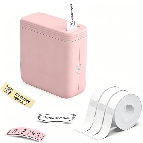FLEXYVA P24 Impresora Térmica Etiquetas Bluetooth 3 Rollos 14x40mm Rosa | Impresión térmica 203dpi sin tinta; App Labelnize; Hogar/oficina/escuela/cocina; USB-C recargable portátil