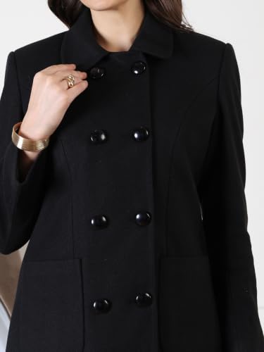 Image of CHKOKKO Women Classic Long Winter Coat Double Breasted | Knee Length Design with a Sophisticated Spread Collar and Convenient Front Pockets for All Occasions