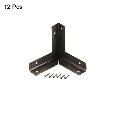 Image of uxcell Metal Box Corner Protectors Edge Guard Protector 33x33x33mm Bronze Tone 12pcs