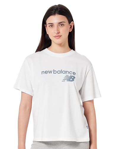 new balance Women's Sport Jersey Relaxed Graphic T-Shirt,White,L Deal