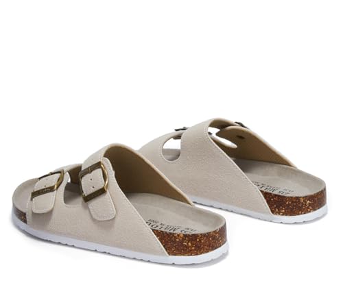 Leather Cork Footbed Slide Sandal, Adjustable Buckle Slippers Comfortable Summer Beach Sandals Unisex Footwear3