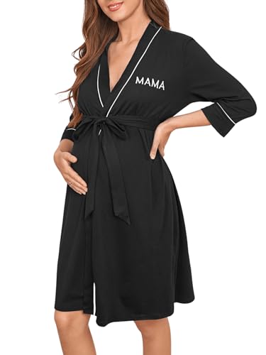 Image of Verdusa Women's Maternity Halloween Pajamas Embroidery Patterns 3/4 Length Sleeve Maternity Robe