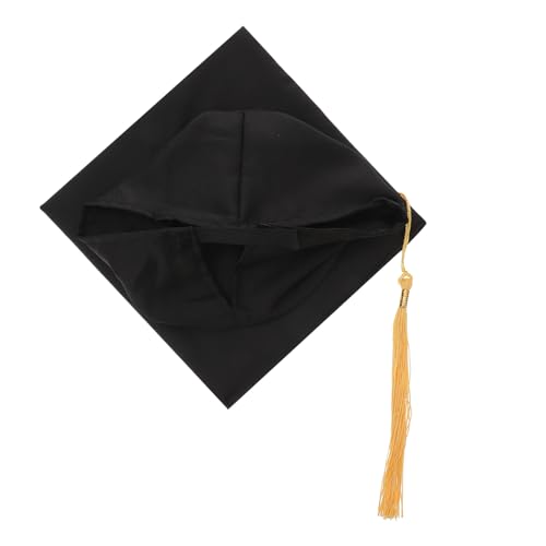 Casquette de graduation noire étudiant mortier universitaire réglable avec pompon jaune polyester