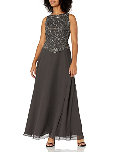Image of J Kara Womens Sleeveless Mock 2 Piece Beaded Bodice Flare Dress