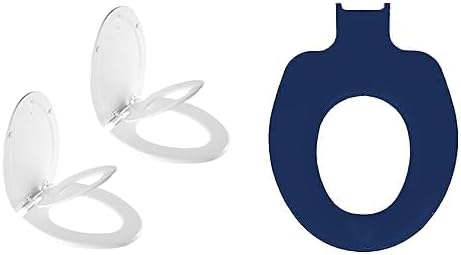 Mayfair NextStep2 Toilet Seat with Built-In Potty Training Seat, Slow-Close, Removable, Round, White Seats with Blue Child Seats, 2-Pack