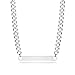 KnBoB Collier Fantaisie Femme, Collier Ras de Cou Femme avec Étiquette Rectangulaire Horizontale Argent Chaine Gourmette 50cm