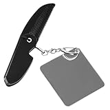 HAMPPLIES 折りたたみ式携帯用ポケットコーム メンズ用細かい歯付き折畳みヒゲブラシ 小型軽量ミラー付きキーホルダー 旅行や外出に便利