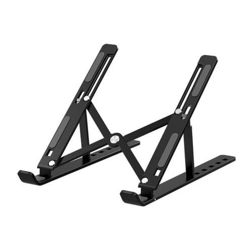 Soporte for portátil ajustable de aluminio negro para eliminar dolores cervicales al trabajar