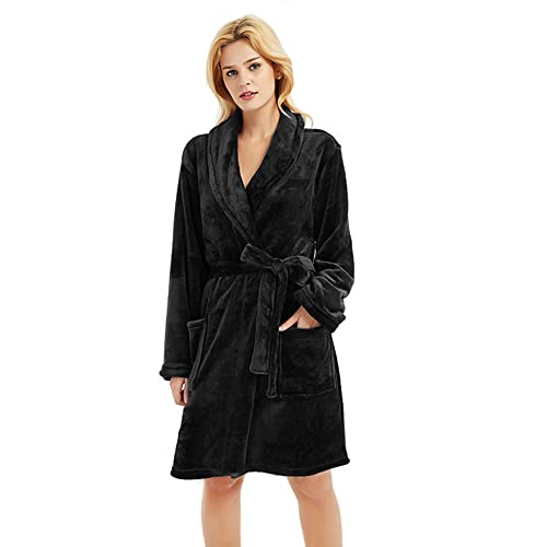 U2SKIIN Women Fleece Robe, Short Cozy Plush Robes for Womens Soft Shawl Collar Warm Spa Bathrobe3