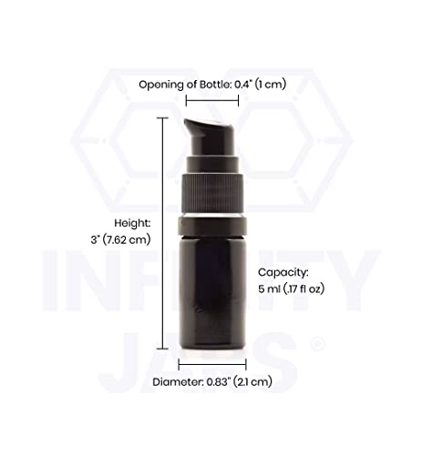 Infinity Jars 5 Ml (.17 Fl Oz) Black Ultraviolet Glass Push Pump Bottle #TOP2